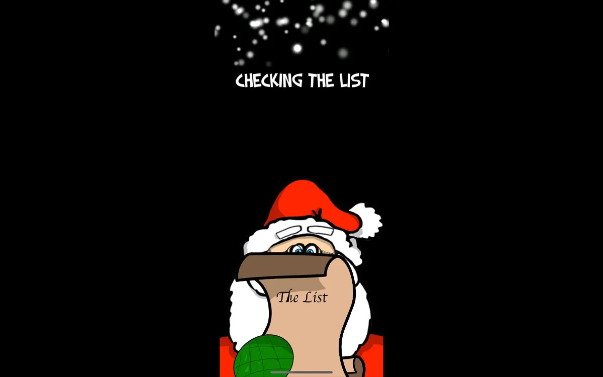 Santa Claus checking his naughty or nice list